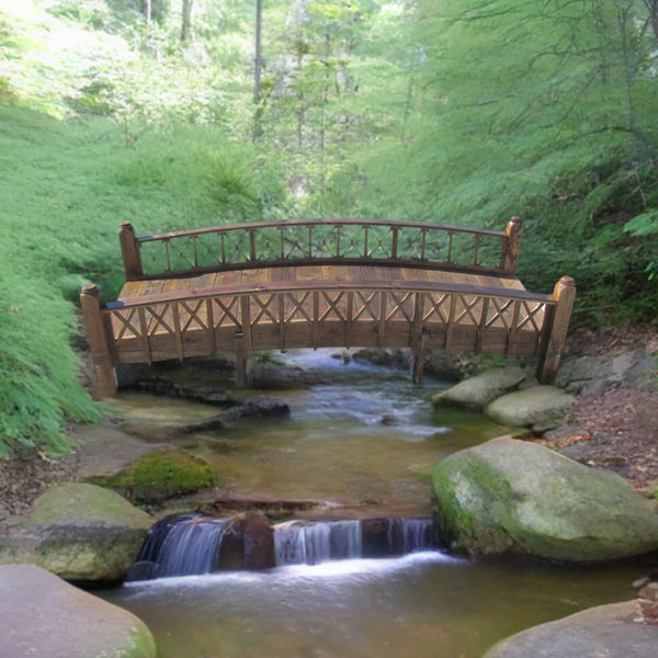 Garden Bridges - 12-foot Swan Garden Bridge Medium Cross Halving Lattice Rails Commercial Grade