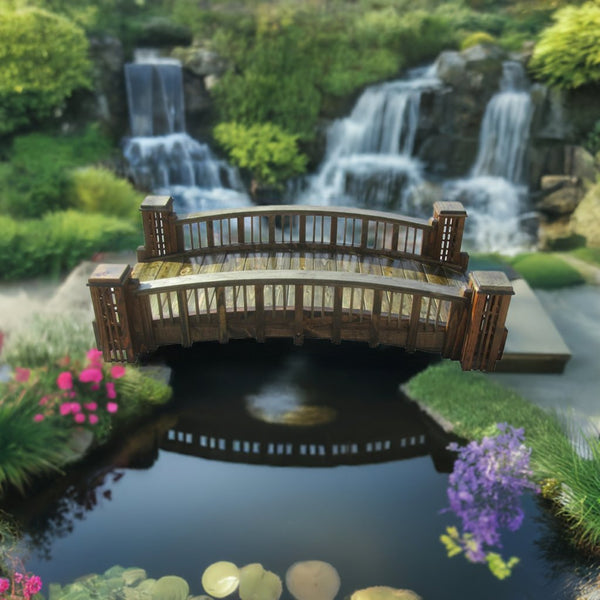 Garden Bridge with 4 Trellis Posts 7 ft. - SamsGazebos Handcrafted Garden Structures