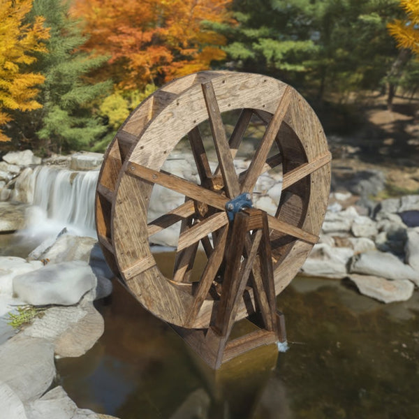 Small Japanese Wooden Water Wheel 30 Inches - SamsGazebos Handcrafted Garden Structures
