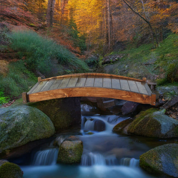 Japanese Zen Wood Garden Bridge 6 ft. - SamsGazebos Handcrafted Garden Structures