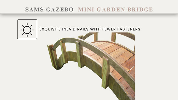 Miniature Japanese Wooden Garden Rainbow Bridge 25 Inch Brown - SamsGazebos Handcrafted Garden Structures