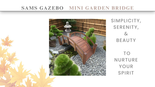 Miniature Japanese Wooden Garden Rainbow Bridge 25 Inch Brown - SamsGazebos Handcrafted Garden Structures