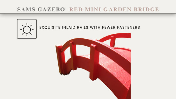 Miniature Japanese Wooden Garden Bridge 25 Inches Red - SamsGazebos Handcrafted Garden Structures