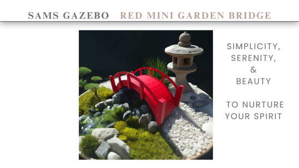 Miniature Japanese Wooden Garden Bridge 25 Inches Red - SamsGazebos Handcrafted Garden Structures