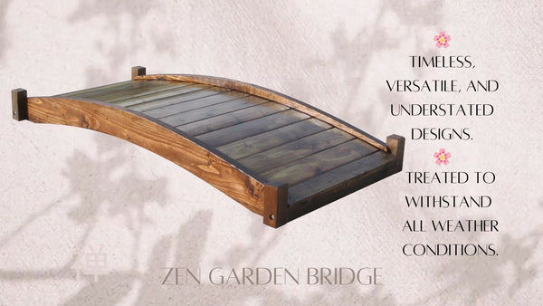 Japanese Zen Wood Garden Bridge 6 ft. - SamsGazebos Handcrafted Garden Structures