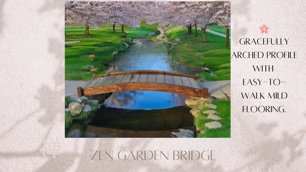 Japanese Zen Wood Garden Bridge 6 ft. - SamsGazebos Handcrafted Garden Structures