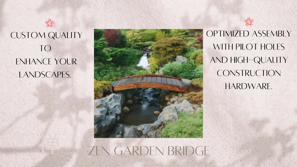 Japanese Zen Wood Garden Bridge 6 ft. - SamsGazebos Handcrafted Garden Structures
