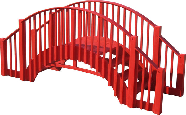 Imperial Wooden Garden Bridge with Stairs 4 Rail Extensions 8 ft. - SamsGazebos Handcrafted Garden Structures