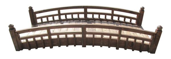 Japanese Taiko Wooden Garden Bridge with Finials 8 ft. - SamsGazebos Handcrafted Garden Structures