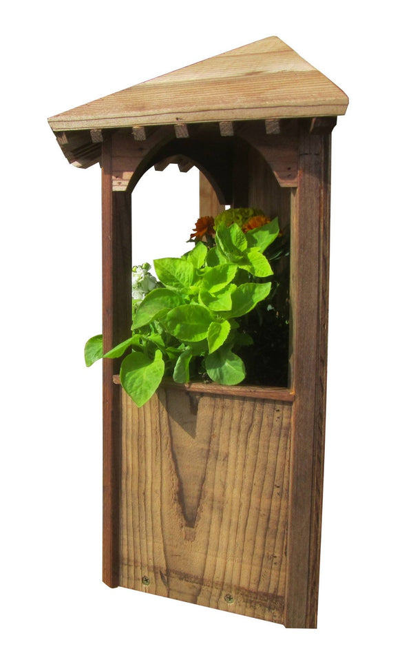 Wall Mount English Garden Style Wooden Gazebo Planter - SamsGazebos Handcrafted Garden Structures
