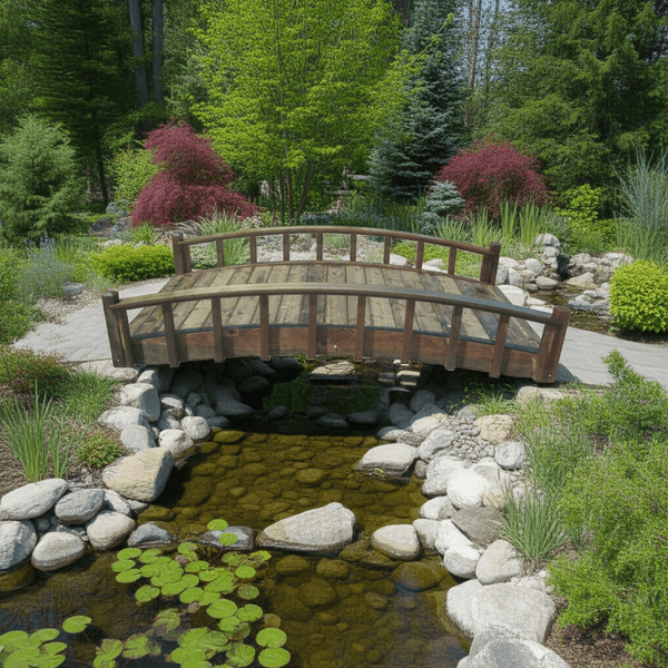 Japanese Wood Garden Bridge 8 ft. - SamsGazebos Handcrafted Garden Structures