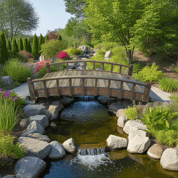 Japanese Wood Garden Bridge 8 ft. - SamsGazebos Handcrafted Garden Structures