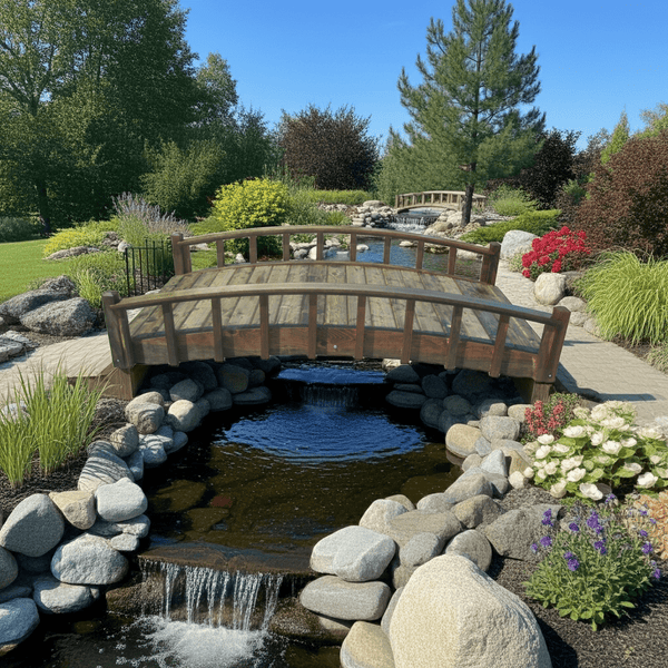 Japanese Wood Garden Bridge 8 ft. - SamsGazebos Handcrafted Garden Structures