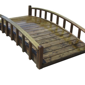 Japanese Wood Garden Bridge 8 ft. x 4 ft. 400 lb. load capacity - SamsGazebos Handcrafted Garden Structures