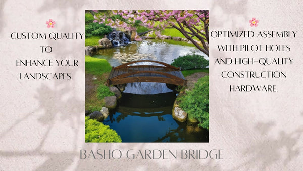 Basho Garden Bridge 6 ft. - SamsGazebos Handcrafted Garden Structures
