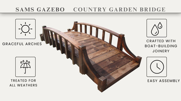 French Country Wooden Garden Bridge 6 feet