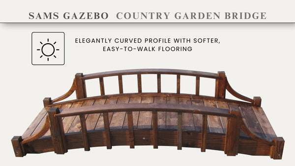 French Country Wooden Garden Bridge 6 feet