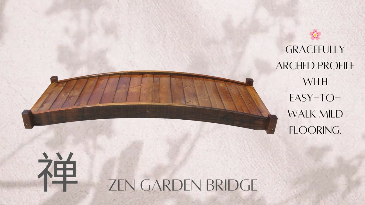 8 ft Zen Japanese Garden Bridge Low-Profile Minimalist Design ...