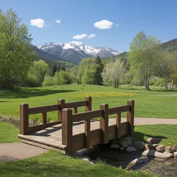 Backyard Bridge with Split Rails 8 ft x 4 ft Colorado