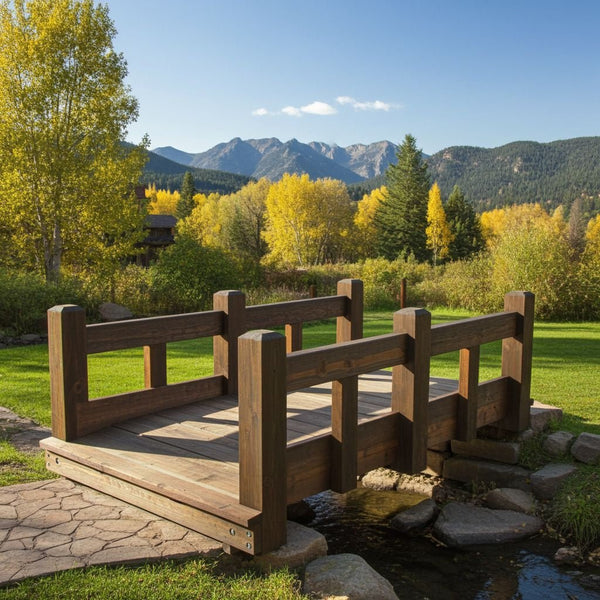 Backyard Bridge with Split Rails 8 ft x 4 ft Colorado
