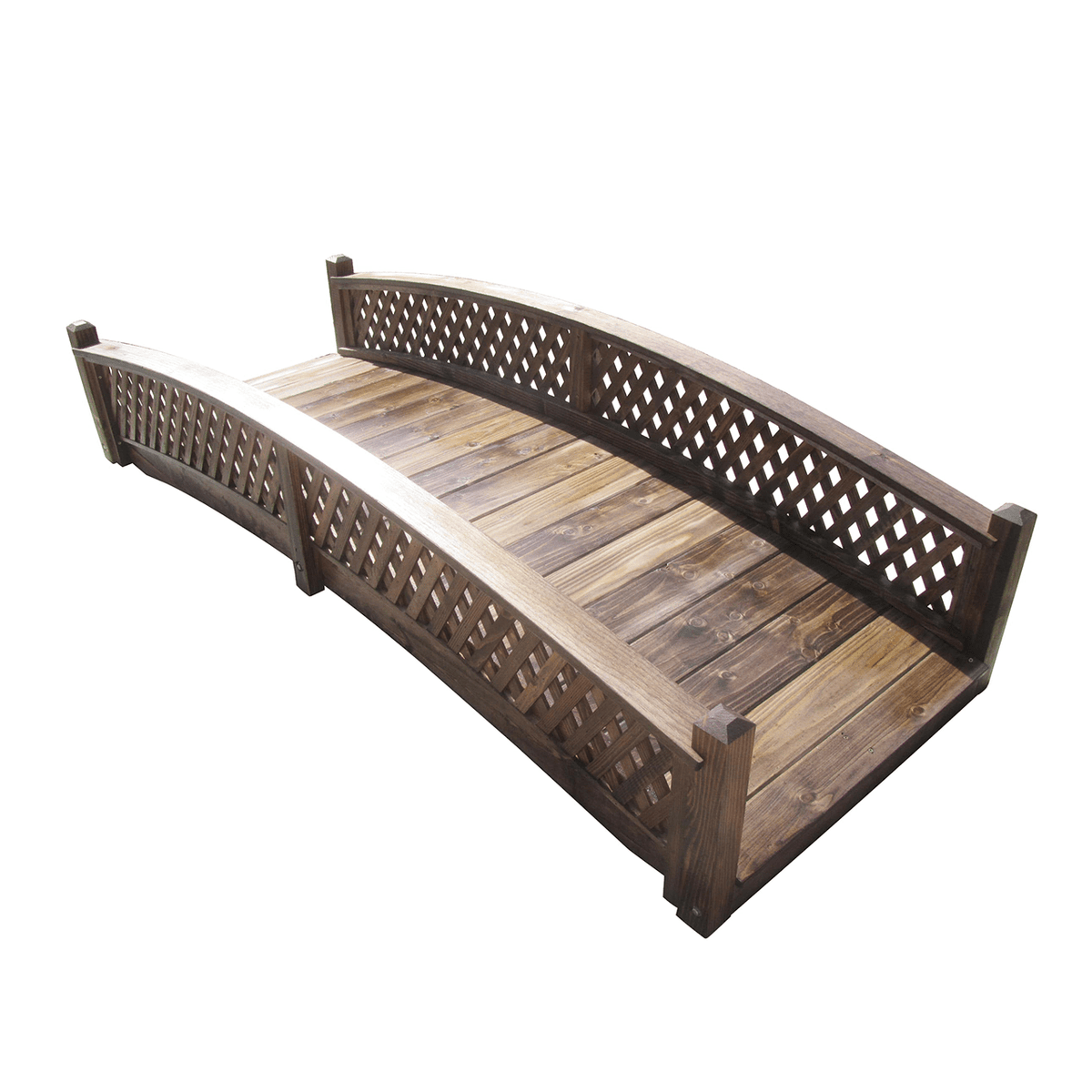 8 ft Handcrafted Garden Bridge | Butterfly Arched Lattice Rails ...