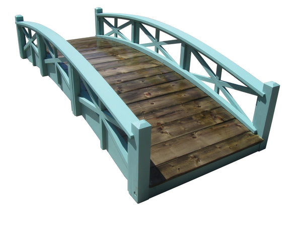 Chelsea Wood Garden Bridge 8 ft. (CLEARANCE photo shoot model) - SamsGazebos Handcrafted Garden Structures