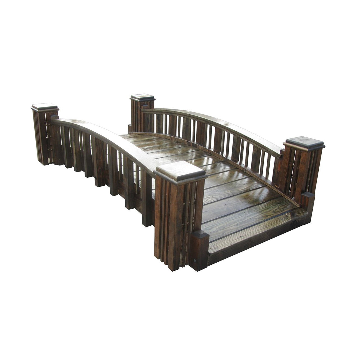 7 ft Backyard Bridge | Arched Rails Decorative Trellis Posts ...