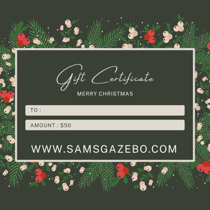 SamsGazebo.com Digital Gift Cards - SamsGazebos Handcrafted Garden Structures
