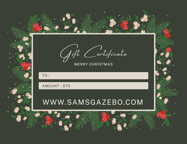 SamsGazebo.com Digital Gift Cards - SamsGazebos Handcrafted Garden Structures
