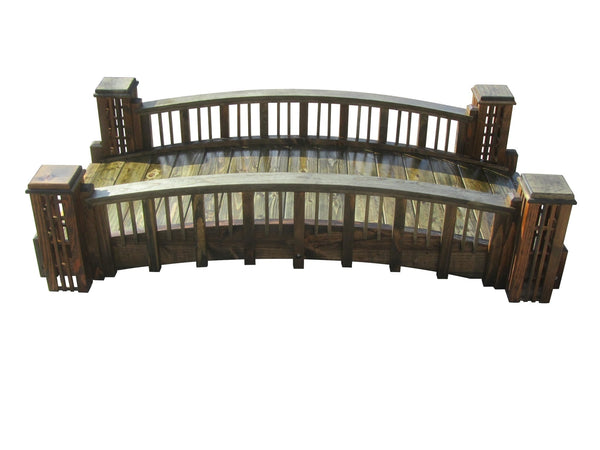 Garden Bridge with 4 Trellis Posts 7 ft. - SamsGazebos Handcrafted Garden Structures