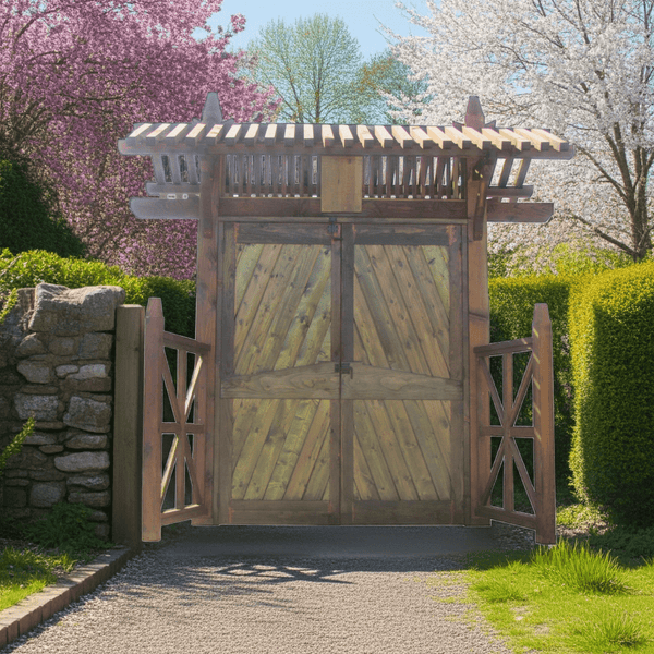 Gate Gable Handcrafted Wooden Garden Gate | Nobunaga Double Doors & Gable Roof ...
