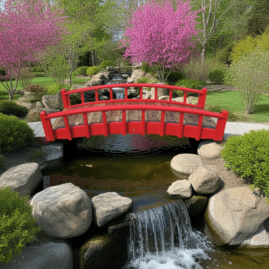 Moon Bridge Japanese Garden Bridge 8 ft Arched Railings 250 lb ...