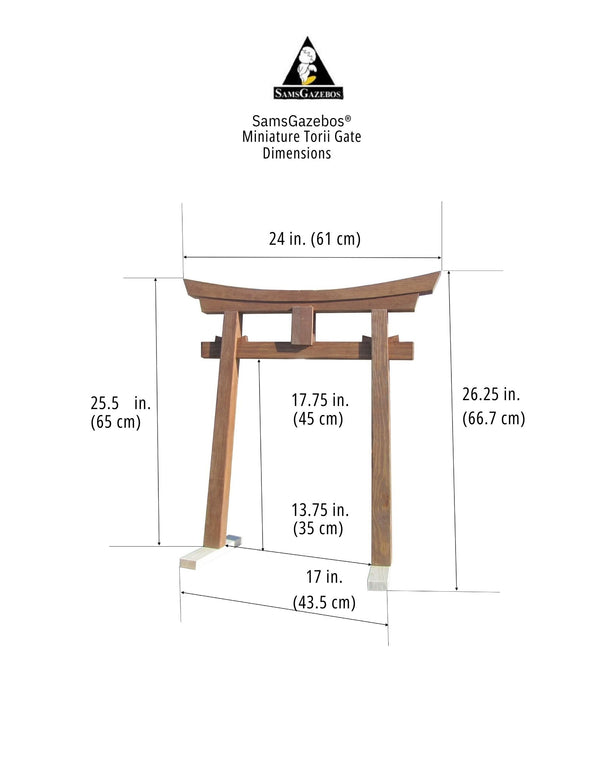 微型日本神道教鸟居门 26 英寸。