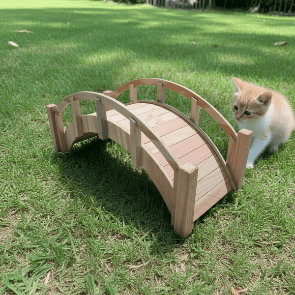 Miniature Japanese Garden Bridge 25 In. Unfinished - SamsGazebos Handcrafted Garden Structures