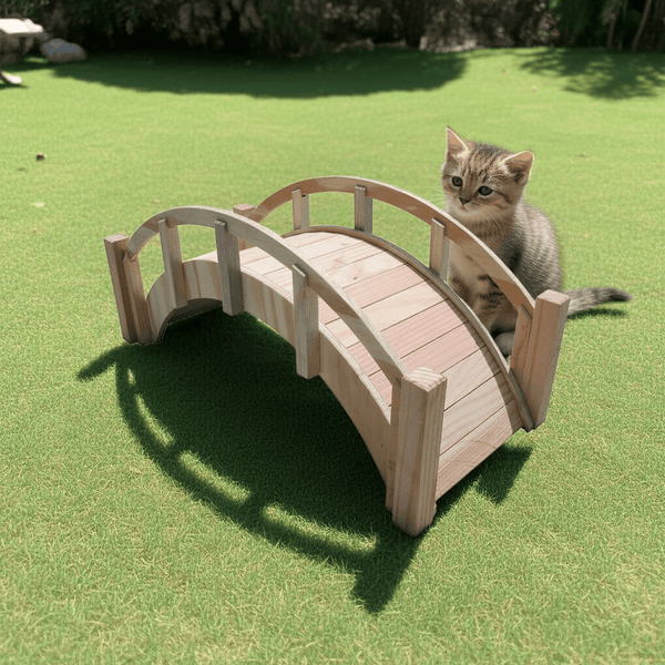 Miniature Japanese Garden Bridge 25 In. Unfinished - SamsGazebos Handcrafted Garden Structures