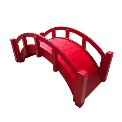 Miniature Japanese Wooden Garden Bridge 25 Inches Red - SamsGazebos Handcrafted Garden Structures