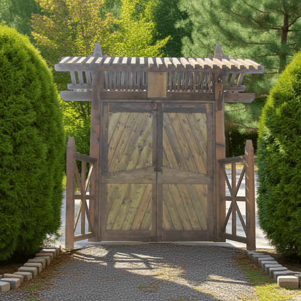 Gate Gable Handcrafted Wooden Garden Gate | Nobunaga Double Doors & Gable Roof ...