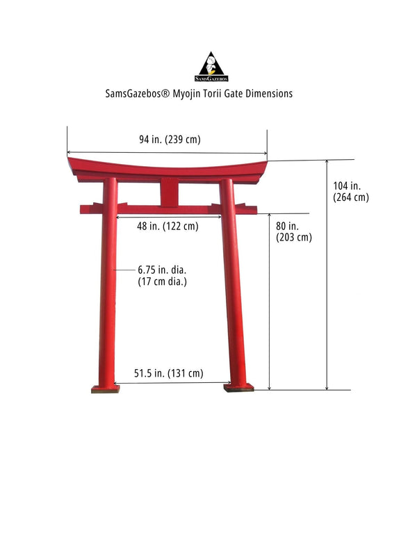 Japanese Torii Gate 8 ft. Myojin Style - SamsGazebos Handcrafted Garden Structures