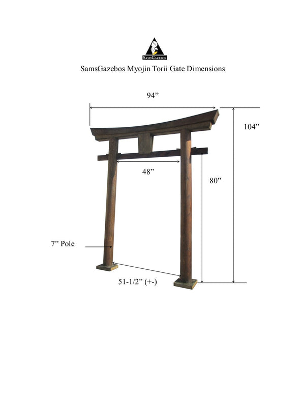 Japanese Torii Gate 8 feet Myojin Style