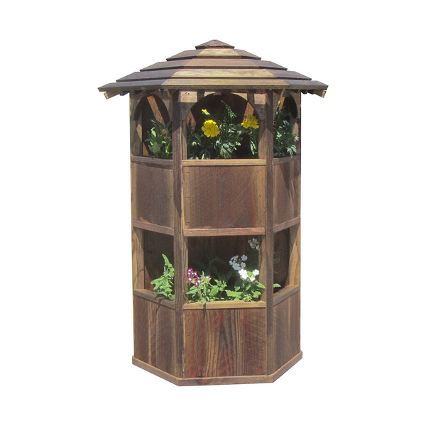 Wall Mount Double Wooden Gazebo Planter with Roof