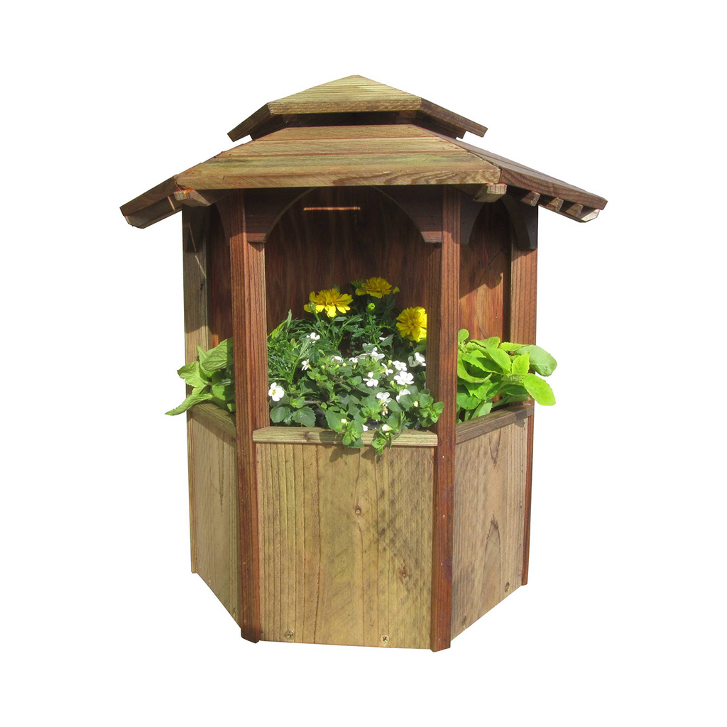 Wall Mount Wooden Gazebo Planter with Pagoda Roof