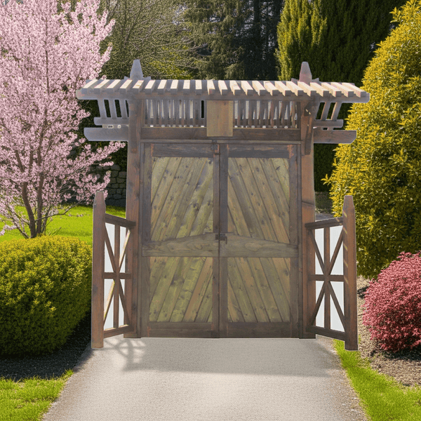 Gate Gable Handcrafted Wooden Garden Gate | Nobunaga Double Doors & Gable Roof ...