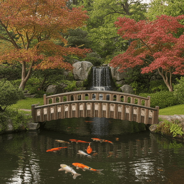 Pond Bridge with Arched Railings for Backyard 8 ft Terrace - SamsGazebos Handcrafted Garden Structures