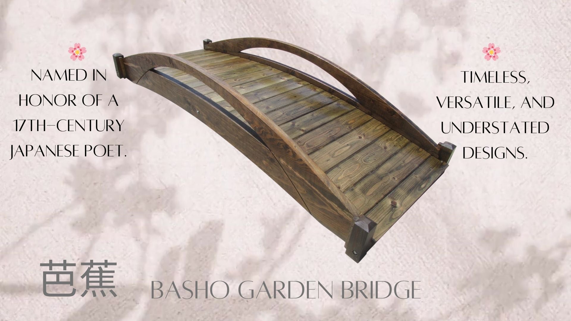 Basho Garden Bridge 8 ft for Sale-SamsGazebo Custom Quality Basho Garden Bridge 8 ft for Sale-SamsGazebo Custom Quality