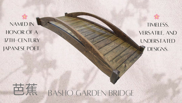 Basho Garden Bridge 8 ft. - SamsGazebos Handcrafted Garden Structures