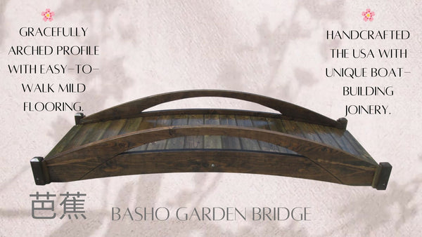 Basho Garden Bridge 8 ft. - SamsGazebos Handcrafted Garden Structures