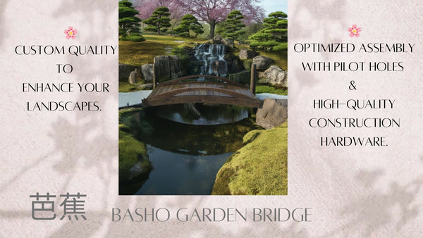 Basho Garden Bridge 8 ft. - SamsGazebos Handcrafted Garden Structures