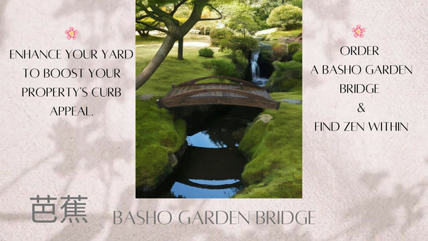 Basho Garden Bridge 8 ft. - SamsGazebos Handcrafted Garden Structures