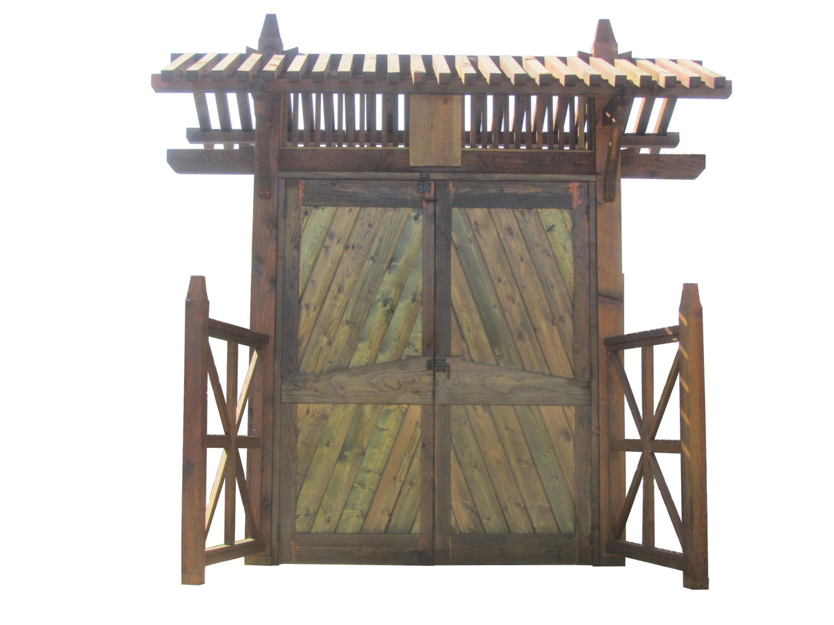 Gate Gable Handcrafted Wooden Garden Gate | Nobunaga Double Doors & Gable Roof ...