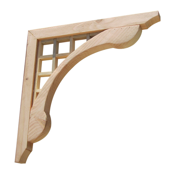 Exterior Wood Brackets Corbels Grid Lattice 16 inches 2-Pack